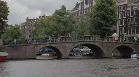Bridge on the canals of Amsterdam Stock Footage 36804499
