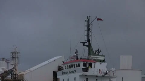 Bridge of a cargo ship tied up at the docks Stock Footage 7160245