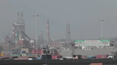 Bridge with chemical plant in the back Stock Footage 12720460