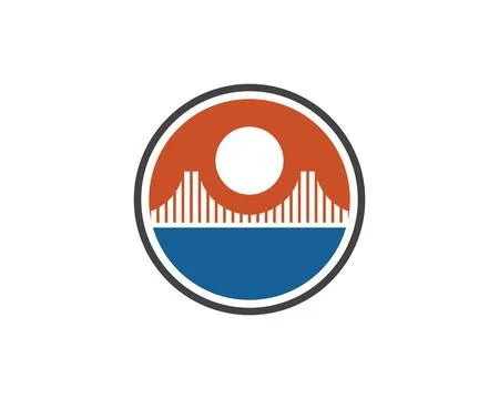 Bridge in the circle moon logo template Stock Illustration