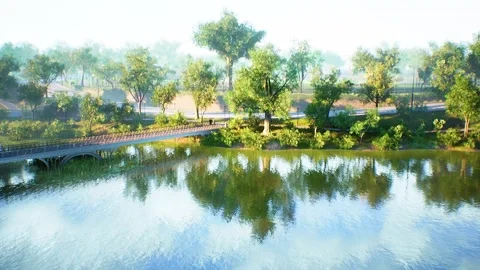 Bridge at the City Park Stock Footage 248713034