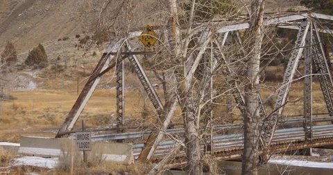 Bridge closed during winter Stock Footage