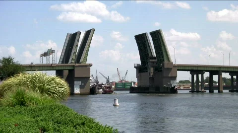 Bridge closing from a distance Stock Footage 500938