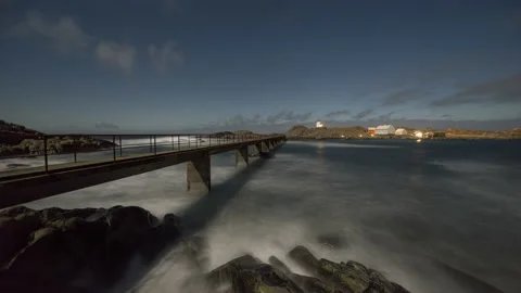 Bridge on the coast with stars Stock Footage 147432337