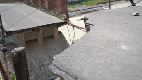 Bridge collapse caused by river flood in Dehradun India Stock Footage 321039533