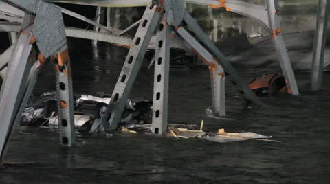 Bridge Collapse / Vehicles in Water Stock Footage 24249686
