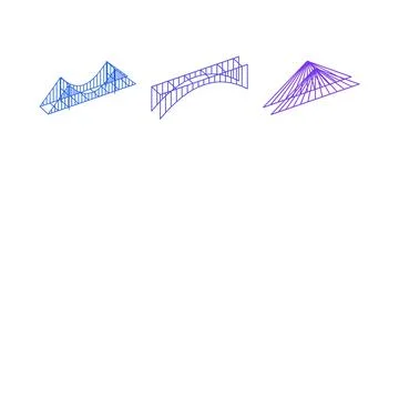 Bridge collection wireframe cool aerial view architecture 3d icon set collection Illustrazione stock
