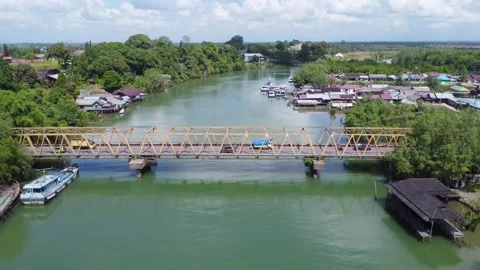 Bridge connecting Batulicin sub district with Simpang Empat Stock Footage 249817993