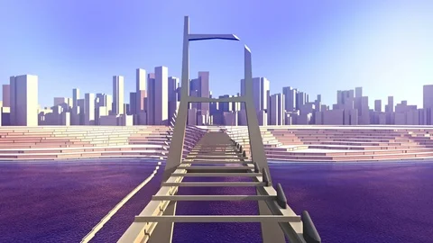 A bridge is connecting the city Stock Footage 106385500