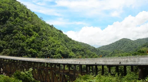 Bridge connecting the mountain. HD Stock Footage 43567342