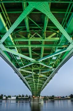 Bridge connecting two countries, slovakia and hungaria Stock Photos