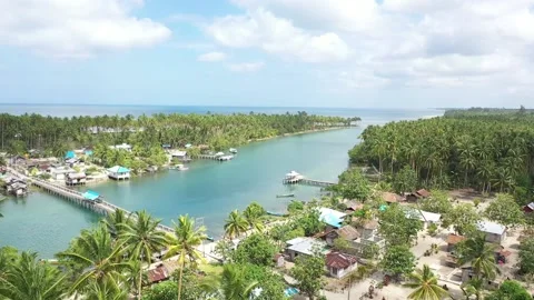 The bridge connecting the two settlements in lutur village Stock Footage 238407820