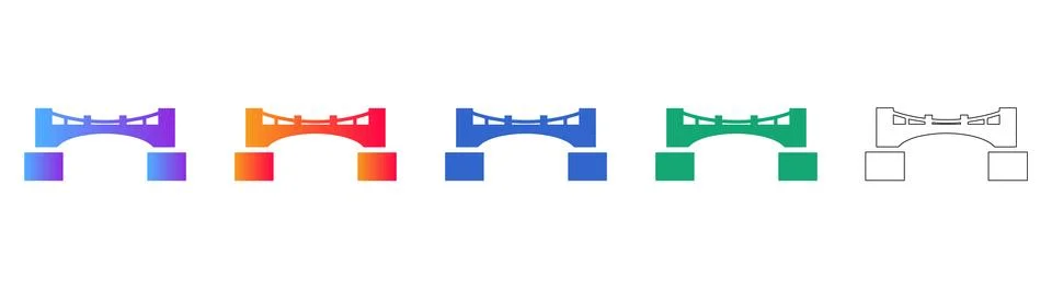 Bridge Connection Icon Set in Gradient and Outline Styles 스톡 일러스트