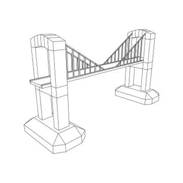 Bridge connection structure wireframe Stock Illustration