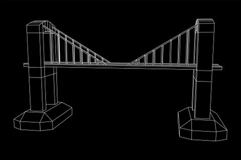 Bridge connection structure wireframe 스톡 일러스트