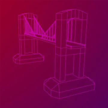 Bridge connection structure wireframe 스톡 일러스트