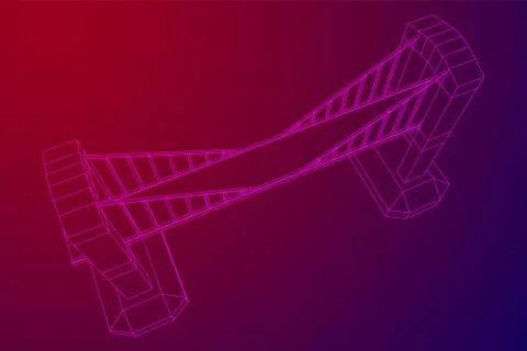 Bridge connection structure wireframe Illustrazione stock