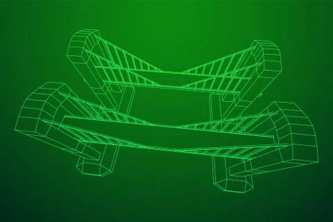 Bridge connection structure wireframe Stock Illustration