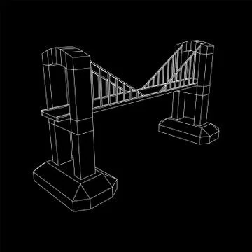 Bridge connection structure wireframe Stock Illustration