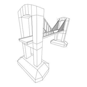 Bridge connection structure wireframe Stock Illustration