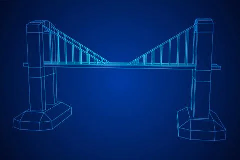 Bridge connection structure wireframe Stock Illustration
