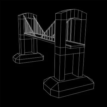 Bridge connection structure wireframe 스톡 일러스트