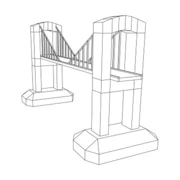 Bridge connection structure wireframe Stock Illustration
