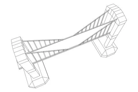 Bridge connection structure wireframe 스톡 일러스트