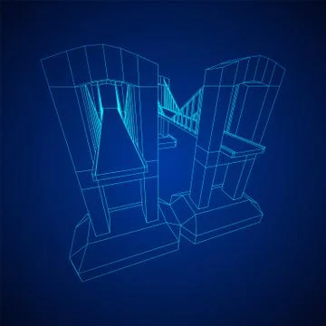 Bridge connection structure wireframe 스톡 일러스트