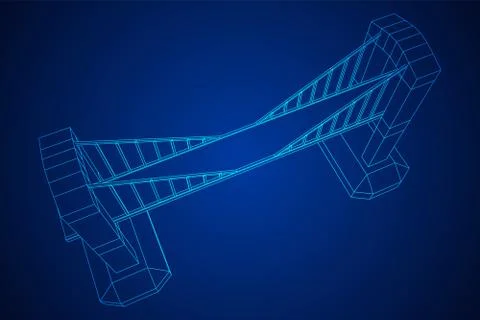 Bridge connection structure wireframe 스톡 일러스트