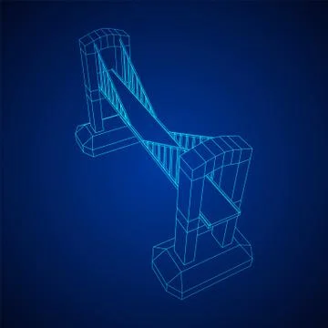 Bridge connection structure wireframe 스톡 일러스트