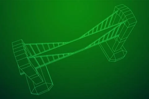 Bridge connection structure wireframe Illustrazione stock