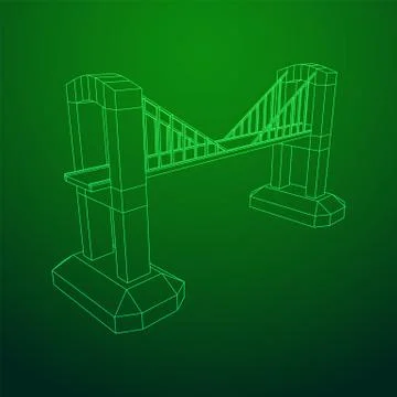 Bridge connection structure wireframe 스톡 일러스트