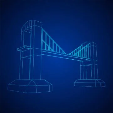 Bridge connection structure wireframe 스톡 일러스트