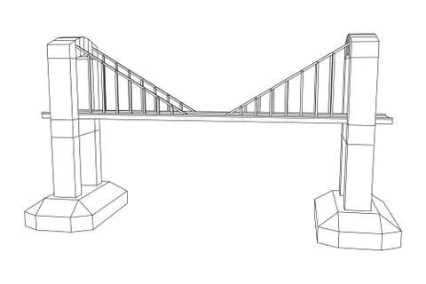 Bridge connection structure wireframe 스톡 일러스트