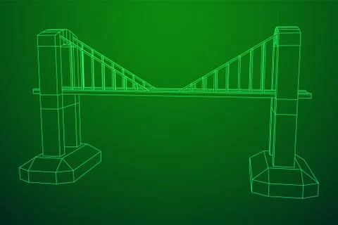 Bridge connection structure wireframe Stock Illustration