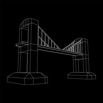 Bridge connection structure wireframe Stock Illustration
