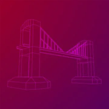 Bridge connection structure wireframe Stock Illustration