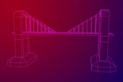 Bridge connection structure wireframe Stock Illustration