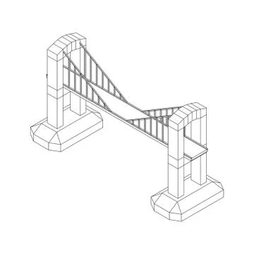 Bridge connection structure wireframe Illustrazione stock