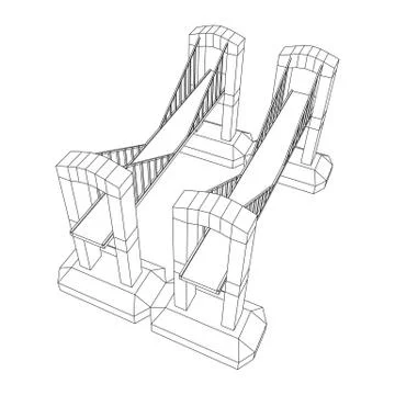 Bridge connection structure wireframe 스톡 일러스트