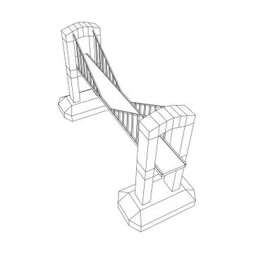 Bridge connection structure wireframe Stock Illustration