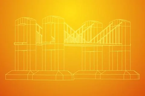 Bridge connection structure wireframe Stock Illustration