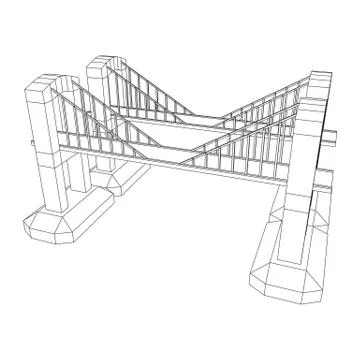 Bridge connection structure wireframe 스톡 일러스트