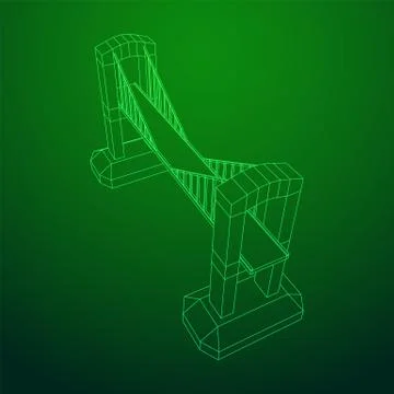 Bridge connection structure wireframe 스톡 일러스트