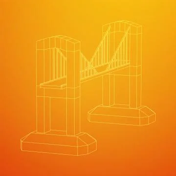Bridge connection structure wireframe Stock Illustration