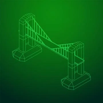 Bridge connection structure wireframe Stock Illustration