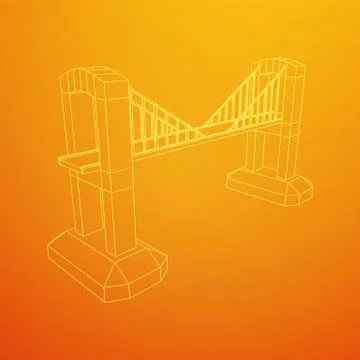Bridge connection structure wireframe 스톡 일러스트