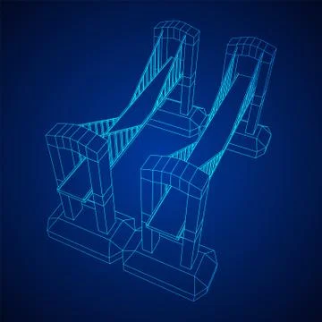 Bridge connection structure wireframe Stock Illustration
