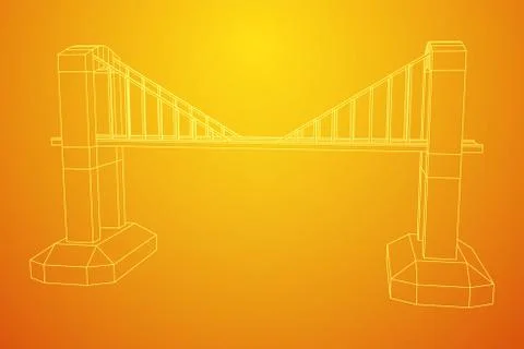 Bridge connection structure wireframe Stock Illustration